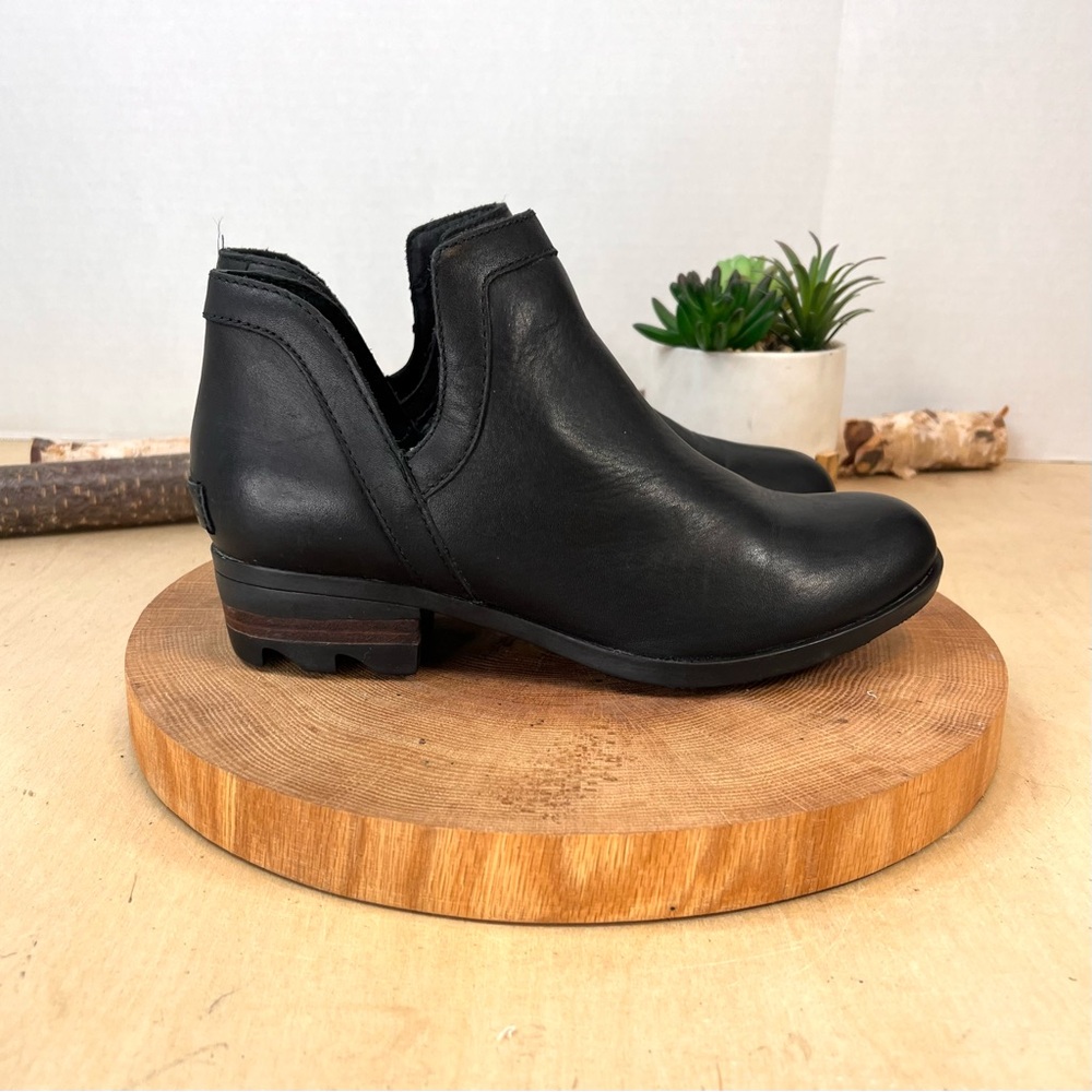 Sorel Lolla Ankle Boots – Black Leather, Size 7.5 | MSRP $150